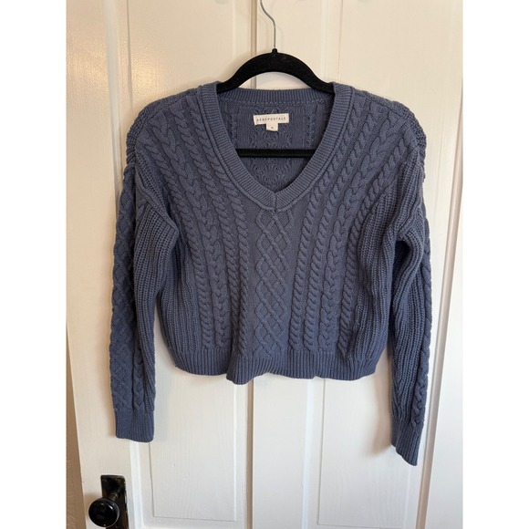 Aeropostale Sweaters - Aeropostale Womens XS Blue Cable Knit V-Neck Cropped Sweater Pullover Cotton